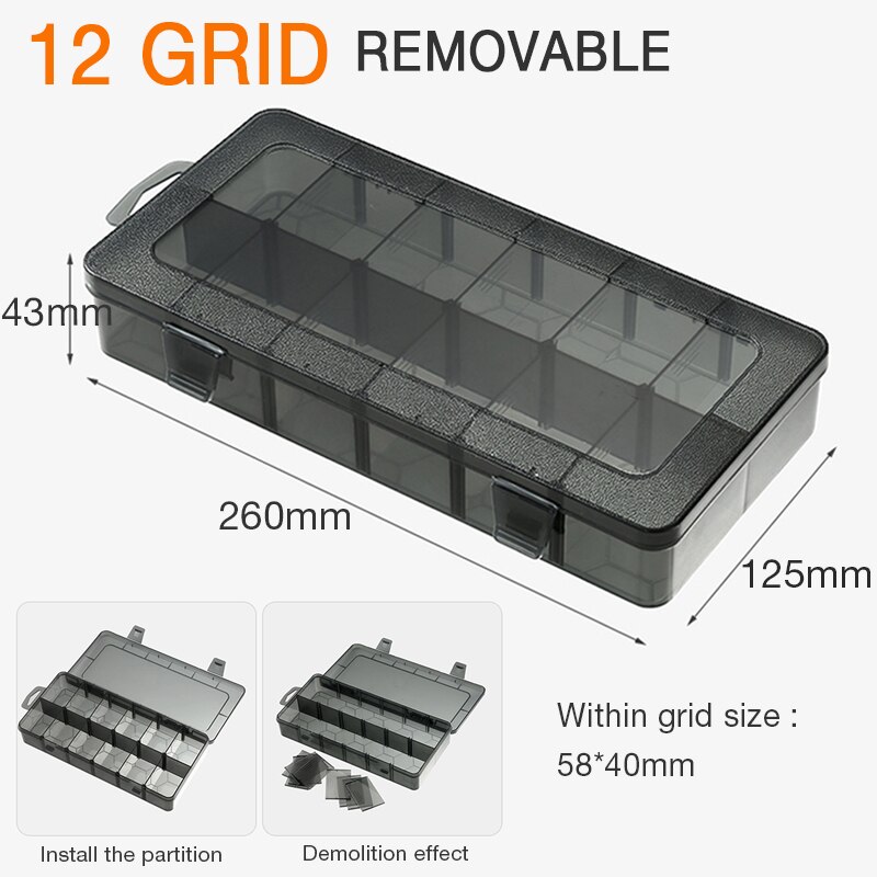 Removable Plastic Portable Parts Box Screw Storage Box Metal Parts Hardware Tool Screwdriver Auto Repair Tool Box: 12 GRID REMOVABLE  C