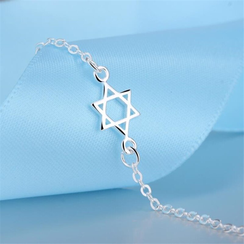 KOFSAC Summer Simple Hexagram Ankle Chain 925 Sterling Silver Anklets For Women Foot Jewelry Girl Birthday