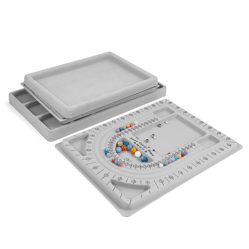 Gray Flocked Bead Board Jewelry Making Measuring Tool for DIY Bracelet Necklace Accessories Findings Organizer Tray Craft
