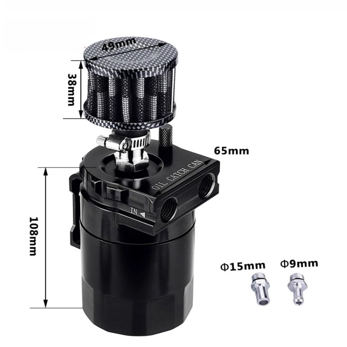 Aluminum Oil Catch Can Reservoir Tank Black Polish Baffled Universal: balck