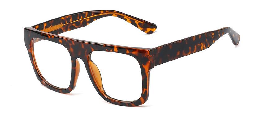 Transparent Glasses Oversized Square Women's Eyeglasses Frame Flat Top Men's Glasses Frame Pink Blue Large Feminine Glass: C3 leopard clear