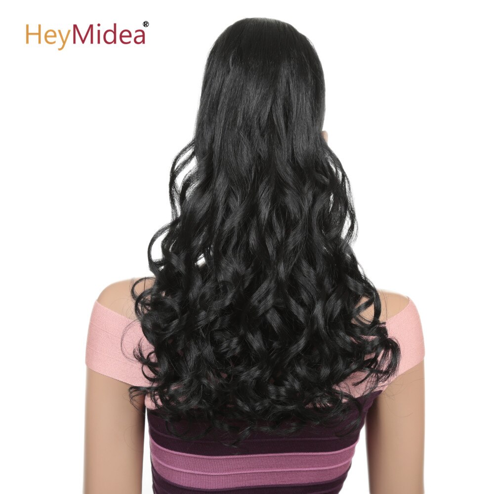 Ponytail Extension Synthetic Curly Ponytail With Bangs Clip In Hair Extension Afro Drawstring Ponytail African American HeyMidea