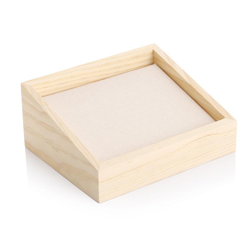 Bambus fløjl smykker display bakke ring æske øreringe halskæde armbånd vedhæng display organisator smykker opbevaring: Smykkebakkelinned