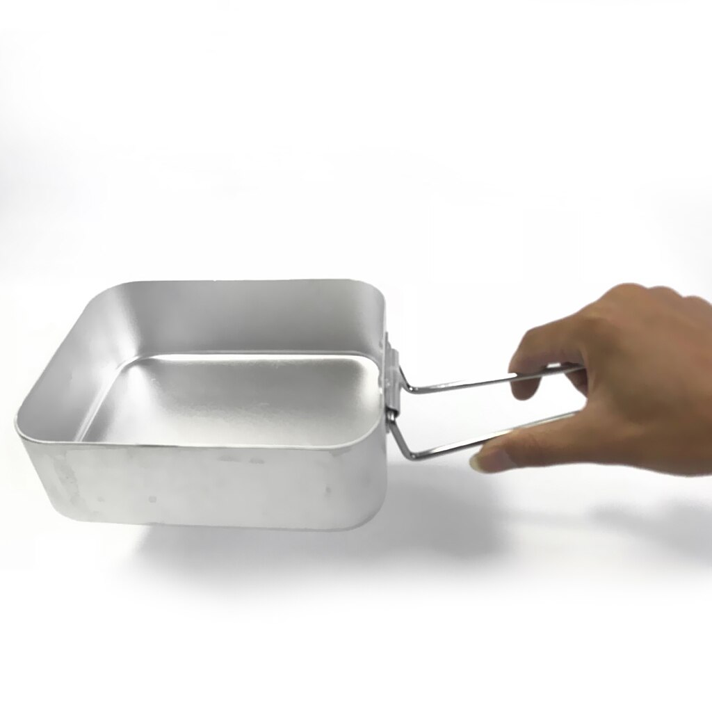 2Pcs Aluminium Folding Lunch Box Dinner Box Cooking Camping Mess Tins For Outdoor Picnic Fishing BBQ Student School 1.2L + 1.4L