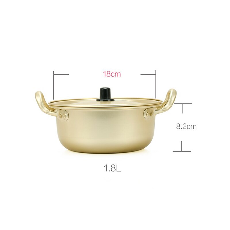 Olla dorada para Fideos, tallarines coreanos para Ramen, olla de sopa de aluminio con tapa, fideos, leche, huevo, sopa, herramientas de cocina, olla rápida✈✈✈✈✈: 18cm