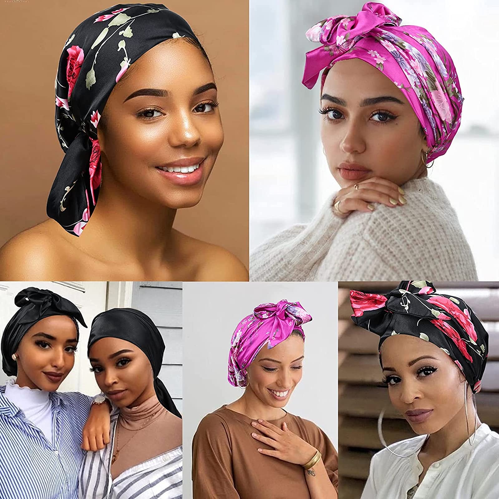 Print afrikansk hatt mjuk satin huvudduk sovmössa turban huvudskydd motorhuv huvudbonader för kvinnor headtie hijab kepsar