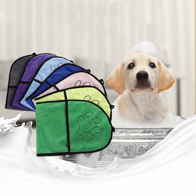 Aapet 1pc fiber husdjur badhandduk superabsorberande husdjur torkhandduk hund katt valp filt med pocket katt kattunge rengöring leveranser