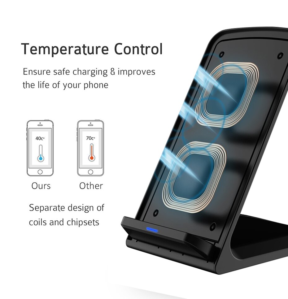 Caricatore senza fili 10w veloce del caricatore del basamento per il telefono verticale Per il iPhone 11 X XS XR 8 Veloce senza fili Chargering per Samsung S10 20 9