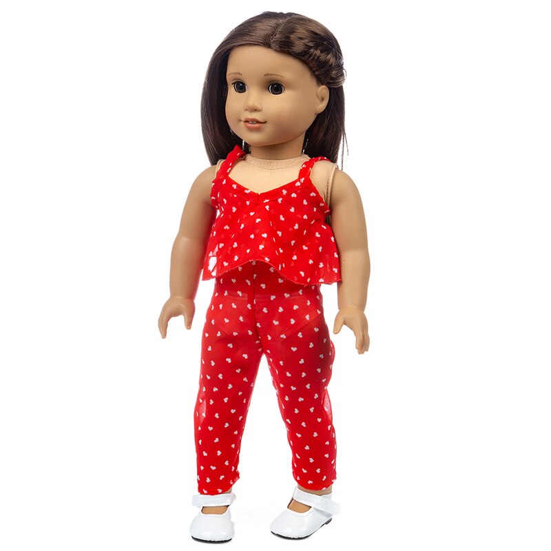Ajustement 18 pouces 43cm né bébé américain poupée vêtements fille poupée couleur jaune pyjama jarretelle costume accessoires pour bébé: q-116