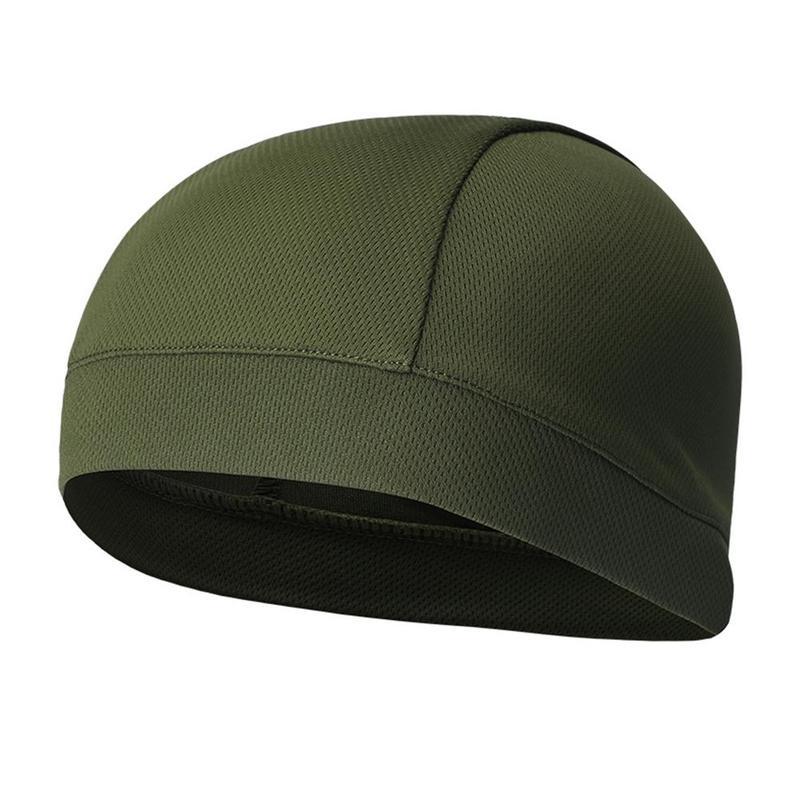 Herre kvindes hurtigtørrende svedtransporterende beanie cap strækbar cykel kranium kranium cap bandana hjelm liner hat til udendørs sport: Militærgrøn