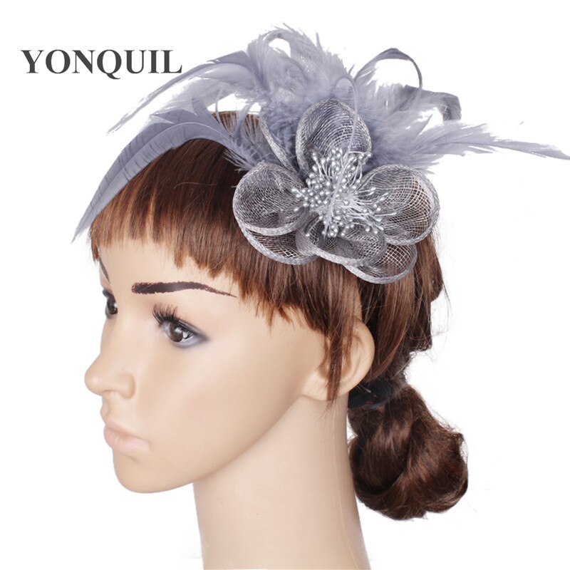 Femme Bibi De Cérémonie Petit Chapeau De Mariage Fascinator Chapeau Nuptiale Plume Elégant Avec