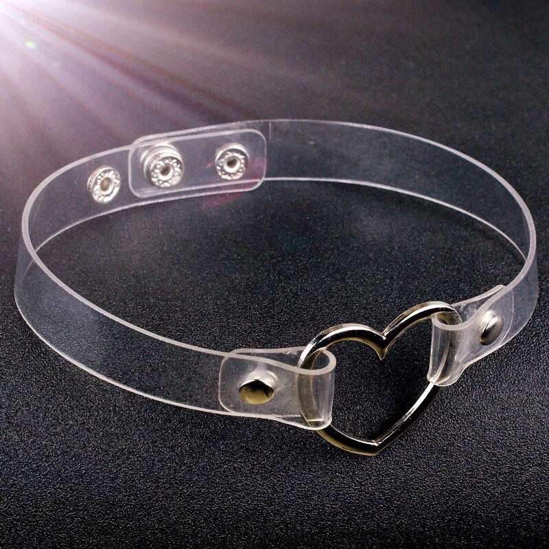 New Sereno Punk Chocker Della Collana Donne Regolabile Trasparente Del Cuore Della Collana Del Choker Gotico Delle Ragazze Del Collare Della Collana Dei Monili Delle Donne