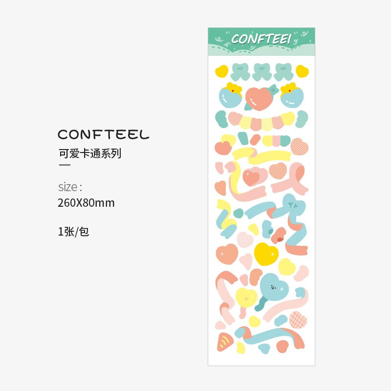 Ribbon Love Heart fresh Sticker Junk Journal DIY Scrapbooking Stationery Toy seal Decoration sticker: A