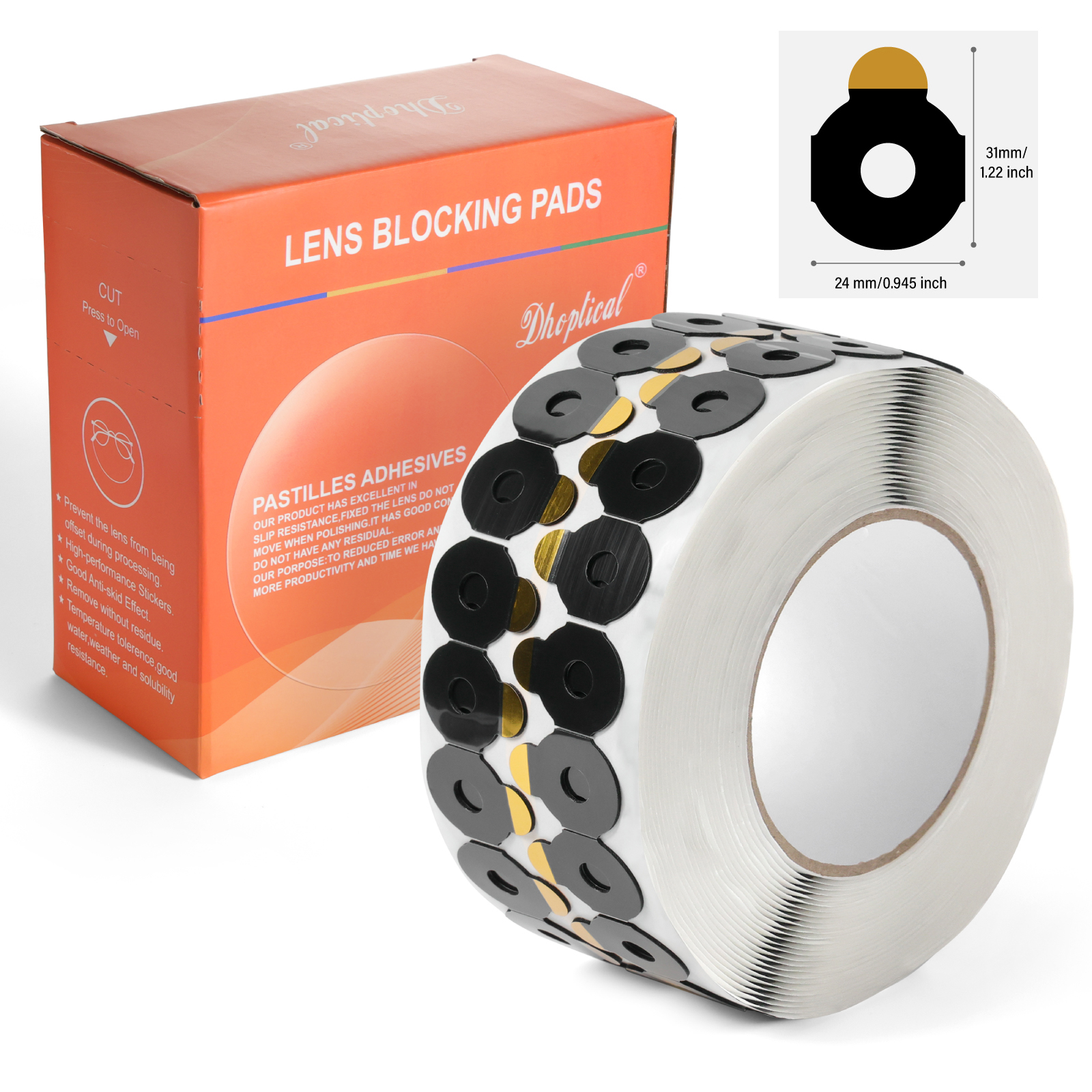 1000 stück hochklebende, rutschfeste, hydrophobe pc-linsenblockierpads zum schutz optischer linsen, linsenschleifzubehör