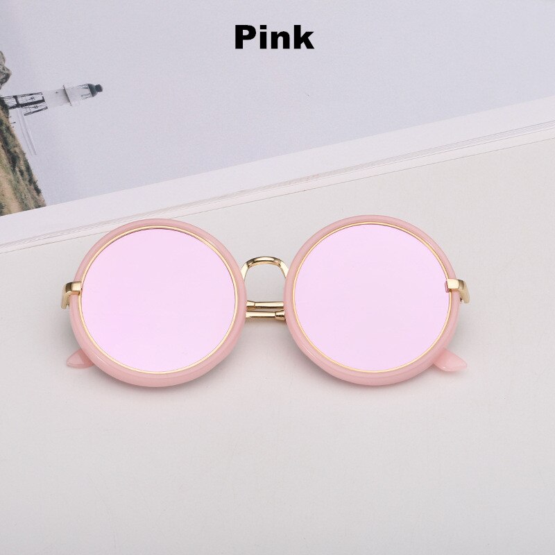 Kottdo klassiske runde børn solbriller vintage drenge piger børn solbriller metal antirefleks solbriller  uv400: Lyserød