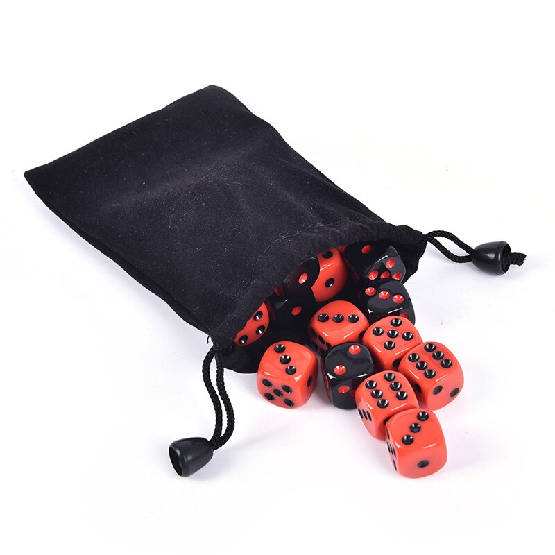 24 Stks/set Rood/Black Dice Set Met Fluwelen Tas Grappig Spel Accessoire