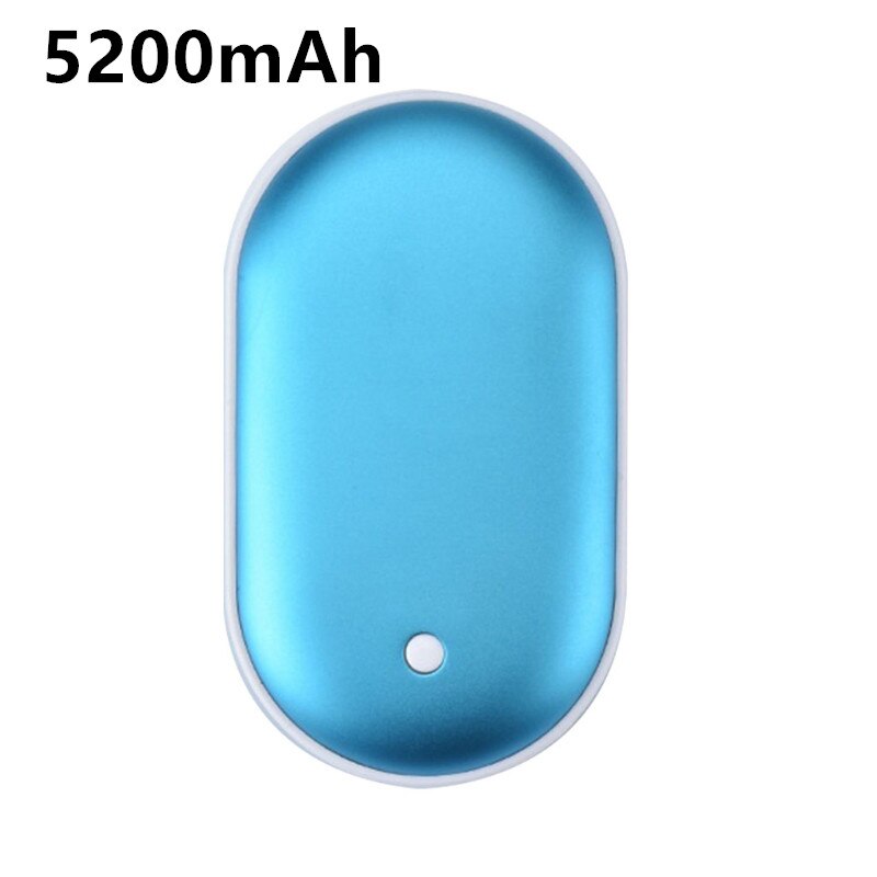 Portable Mini Hand Warmer 2 In 1 USB Rechargeable Cobblestone Pocket Mobile Power Bank Reusable Electric Winter Heater: 5200mah blue