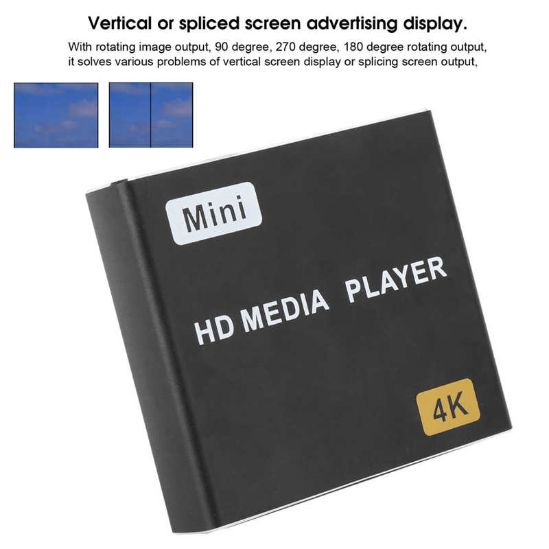 High Definition 4K Speler Ondersteuning Horizontale Verticale Screen Autocycle Advisering Player 100-240V Usb Media Player