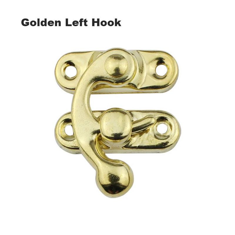 4 set antik brons/guld/silver järnhänglås hasklås för mini smyckeskrin i trä med skruvar möbelbeslag: 4 tum / Brons