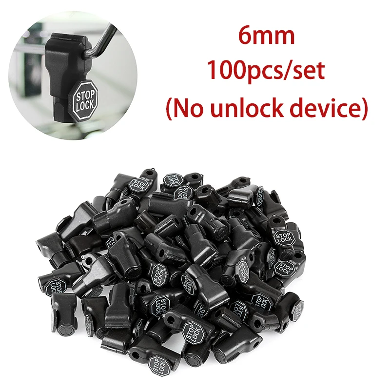 100pcs 6mm Plastic Anti-Theft Locks Unlock Device Retail Shop Supermarket Peg Hook Stop Lock Pegboard Safety Display Hook Lock: SKY BLUE