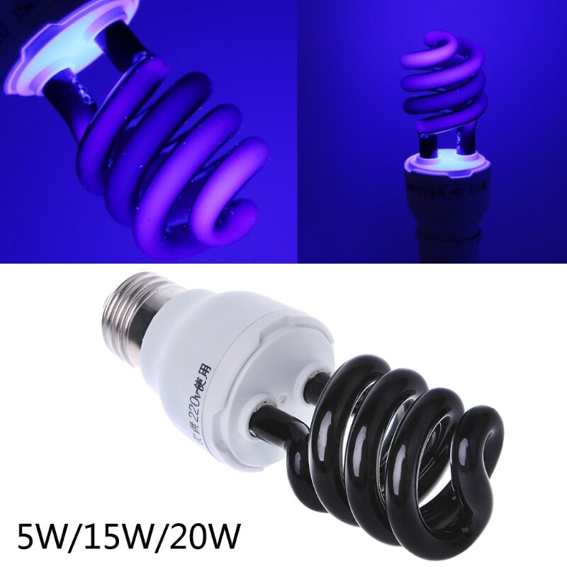 E27 5/15/20W UV Ultraviolet Fluorescent Blacklight CFL Light Bulb Lamp 220V