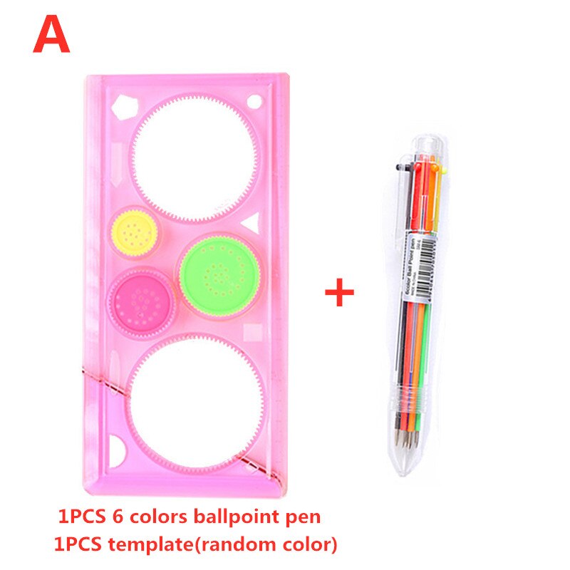 Spirograph Geometric Ruler And Ballpoint pen Students Drawing Toys Painting Drafting Tools Template Kids Learning Art Tools: A model
