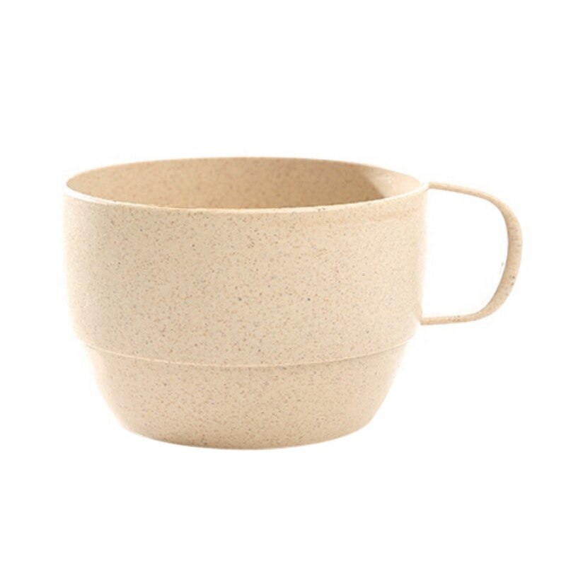 CH- Eco-Friendly Wheat Straw Milk Office Coffee Cup Plastic Breakfast Cup Teacup Mug Drinks Water Cups: Beige