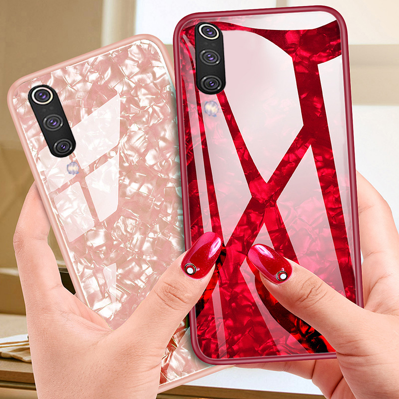 Shell Pattern For Xiaomi Mi 9 Tempered Glass Case Back Cover Soft TPU Anti-Scratch For Xiaomi Mi 8 Mi8 Lite Light Se Explore MI9