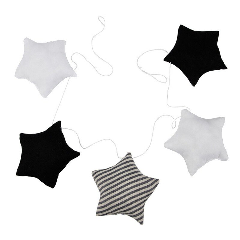 Cunas colgantes de tela de estilo nórdico para bebé, banderín para decoración de cama de niño, accesorios de cunas de 5 estrellas, sonajero para tienda de campaña, 1,5 M