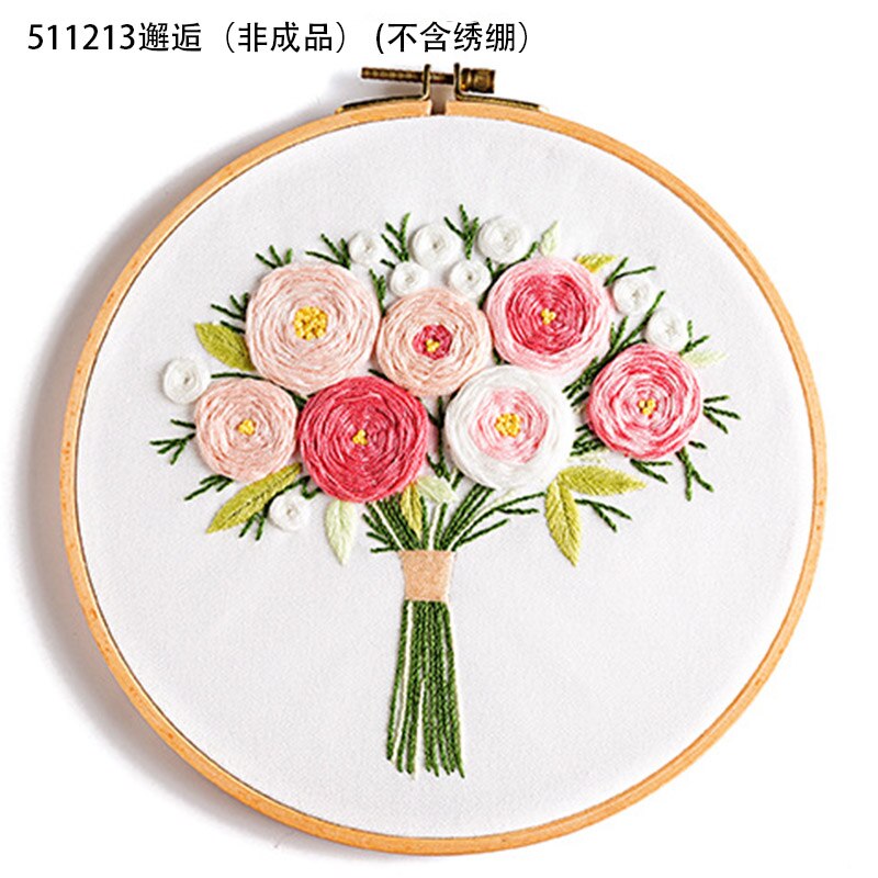 Gör-det-själv broderi kit blombukett mönster hantverk korsstygn material paket set dekor broderi båge sytillbehör: 511213