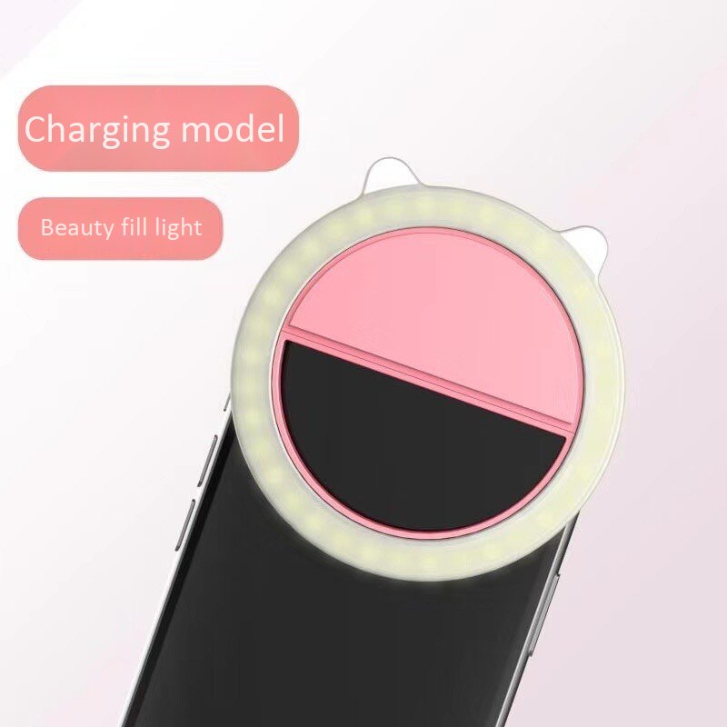 LED Cat Ear Selfie Ring Light Mobile Phone Flash Lens Beauty Fill Light Lamp Portable Clip for Photo Camera