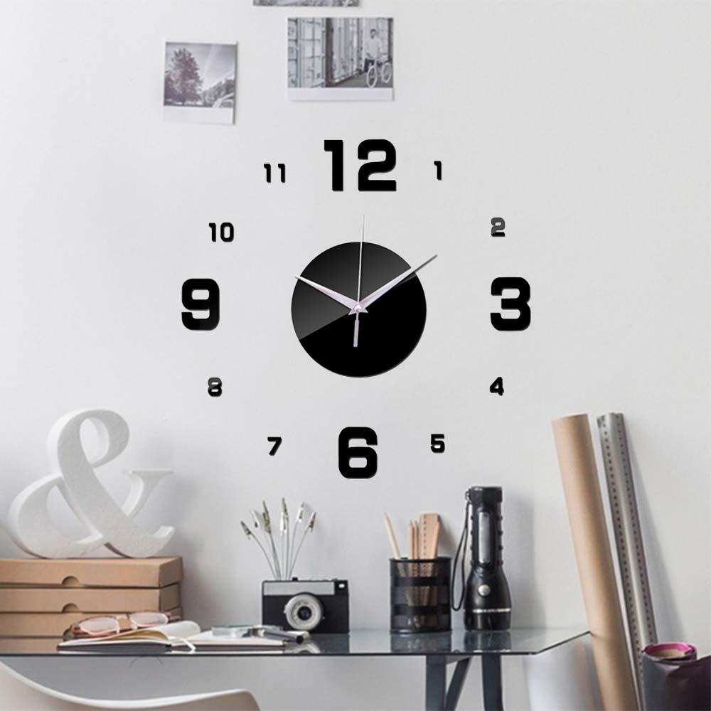 digital veggklokke klistremerke speil veggklokke diy hjemmeinnredning avtakbar selvklebende soverom akryl kvarts horloge 3 farge