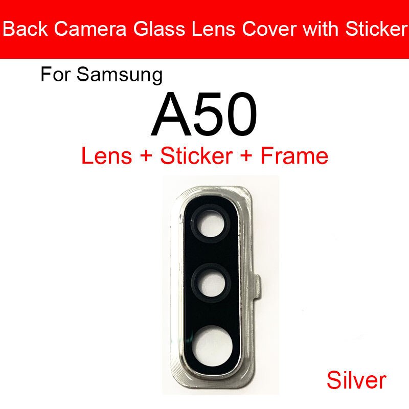 Rear Camera Glass Lens With Adhesive Sticker For Samsung Galaxy A50 SM-A505FD A505FD Back Camera Glass Lens Replacement Repair: silver A50