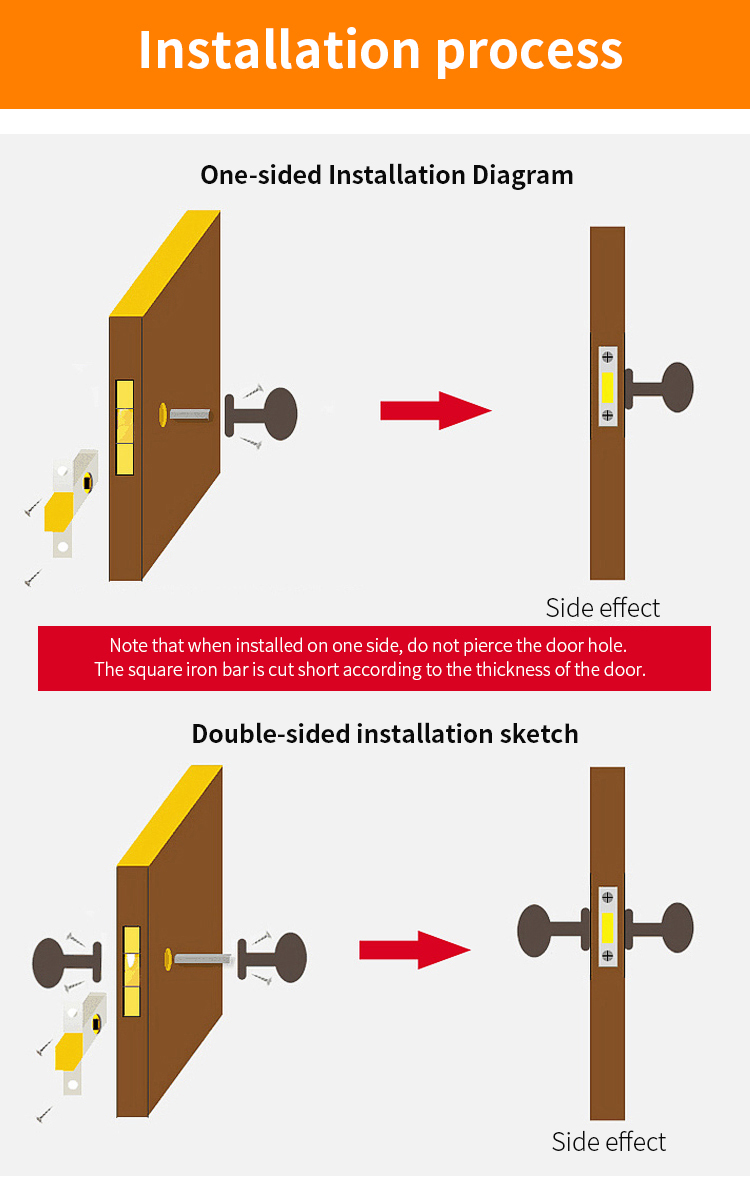 JZPENG invisible door lock bedroom door lock household universal door lock bedroom door lock universal pull ring wooden door loc