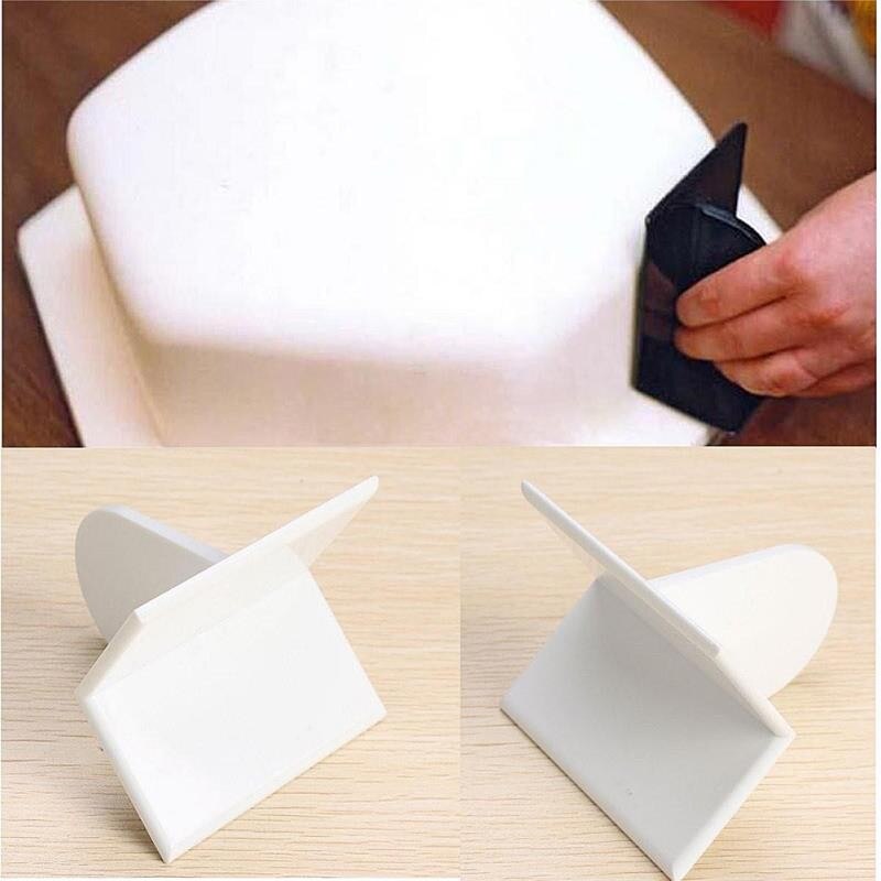 DIY Plastic Haakse Cake Soepeler Paddle Tool Polijstmachine Finisher Van Fondant Suiker Ambachtelijke Bakvormen Gebruiksvoorwerpen Effen Wit Decor