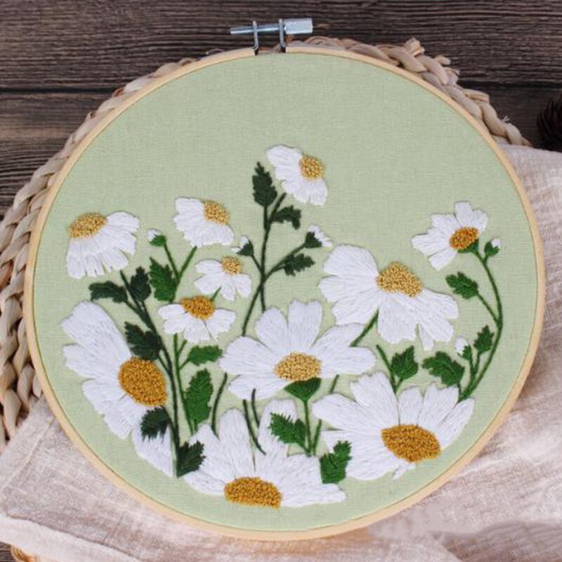 Flower of Friendship Embroidery Flower and Material Pack Kit Beginner Needlework Practice Kit Cross-stitch Flower: green