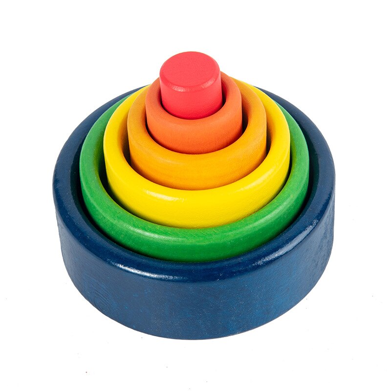 Montessori Wooden Rainbow Block Colorful Wooden Toys Matching Rainbow Stacker Learning Educational Counting Toy: NO 13