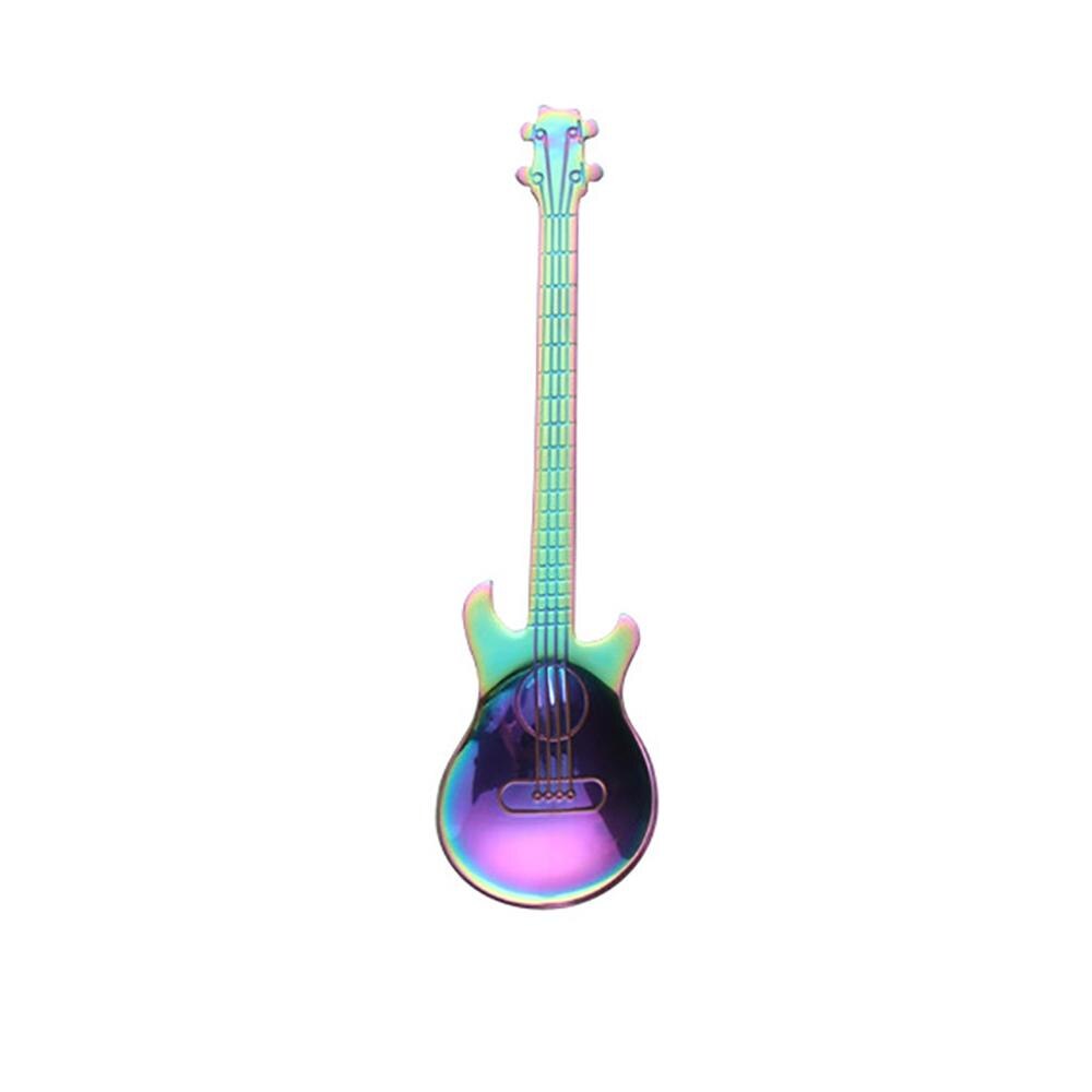 Kaffeske i rustfrit stål guitar ske dessert kage te sæt køkken ske is slik teske tilbehør: G