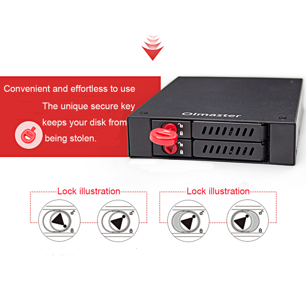 Full Metal 2 Bays Mobiele Rack Met Slot Led Indicator Ondersteuning Swap Voor 2.5 ''Sata Hdd/ ssd Past Pc 3.5 ''Floppy