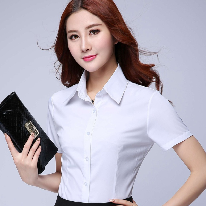 Camisa blanca de coreana para mujer, blusa de manga corta, camisas de negocios, Tops para mujer, blusas juveniles, ropa barata de verano para mujer