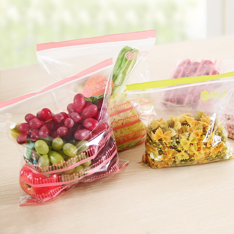 50 stk/batch gjenlukkbar plastemballasje glidelås ferskpakke kjøleskap frossen mat oppbevaringspose reise snacks oppbevaringsboks