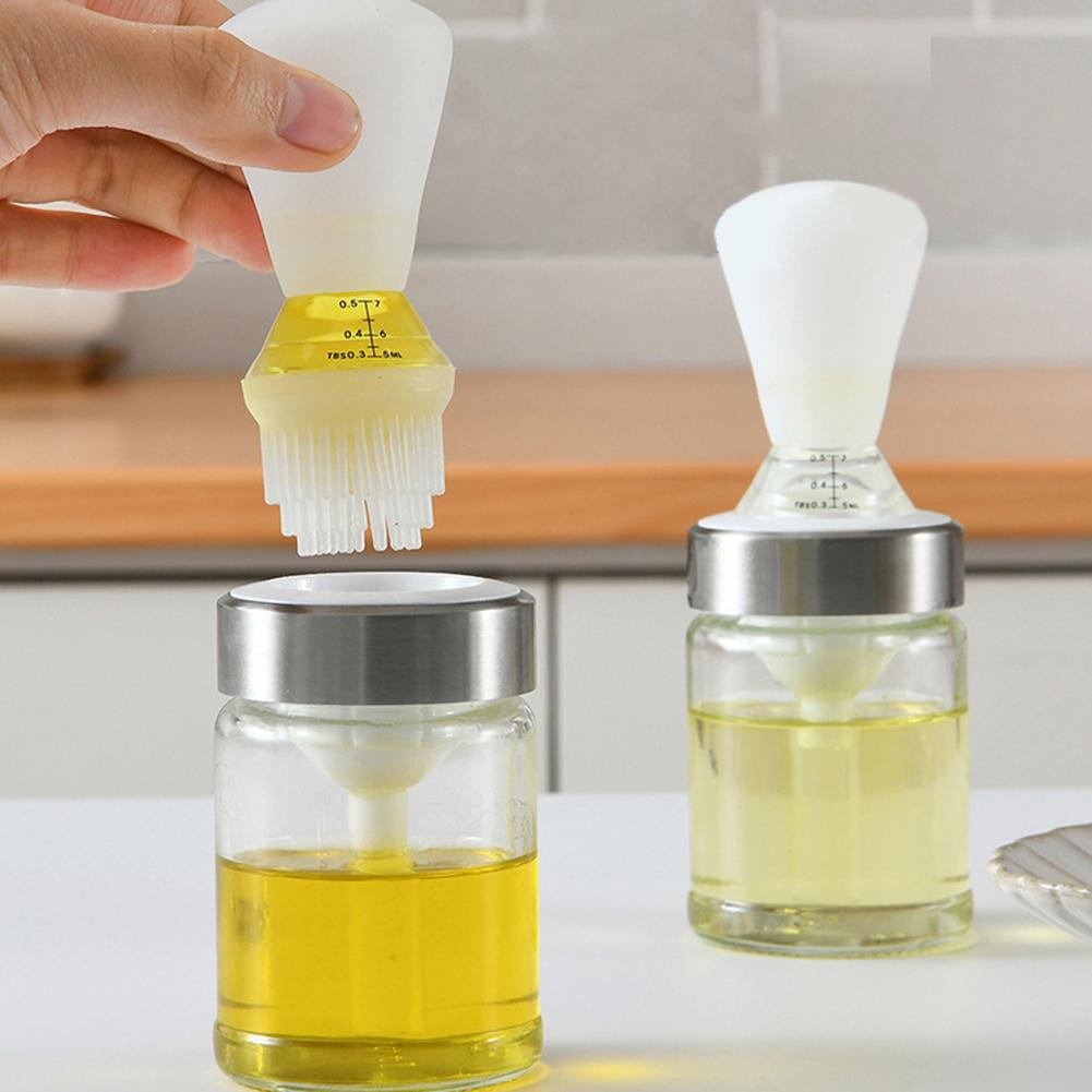 Cepillo dispensador de aceite de silicona para cocina al aire libre, suministros para botellas de vidrio
