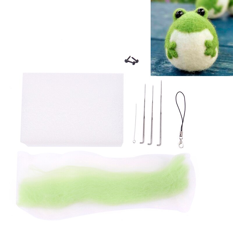 Niet-Afgewerkte Vilt Kit Mooie Kikker Dier Wol Naald Voelde Speelgoed Pop Wol Vilten Prikte Kit Diy Handcarft Decoratie pakket