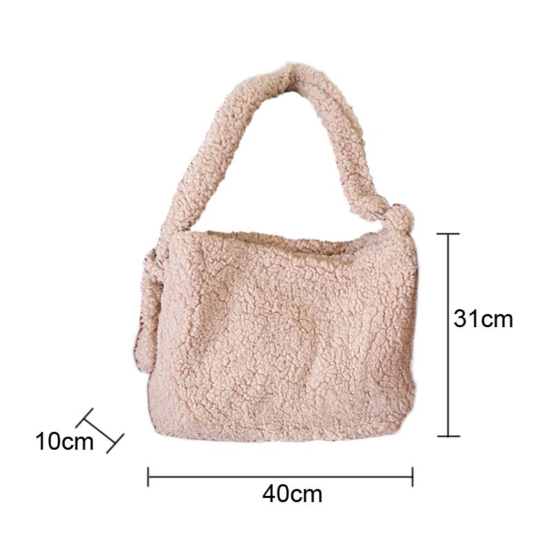 Hylhexyr effen kleur messenger bags winter pluche dames boodschappentassen zachte bont handtas portemonnee schoudertas met lusgesp