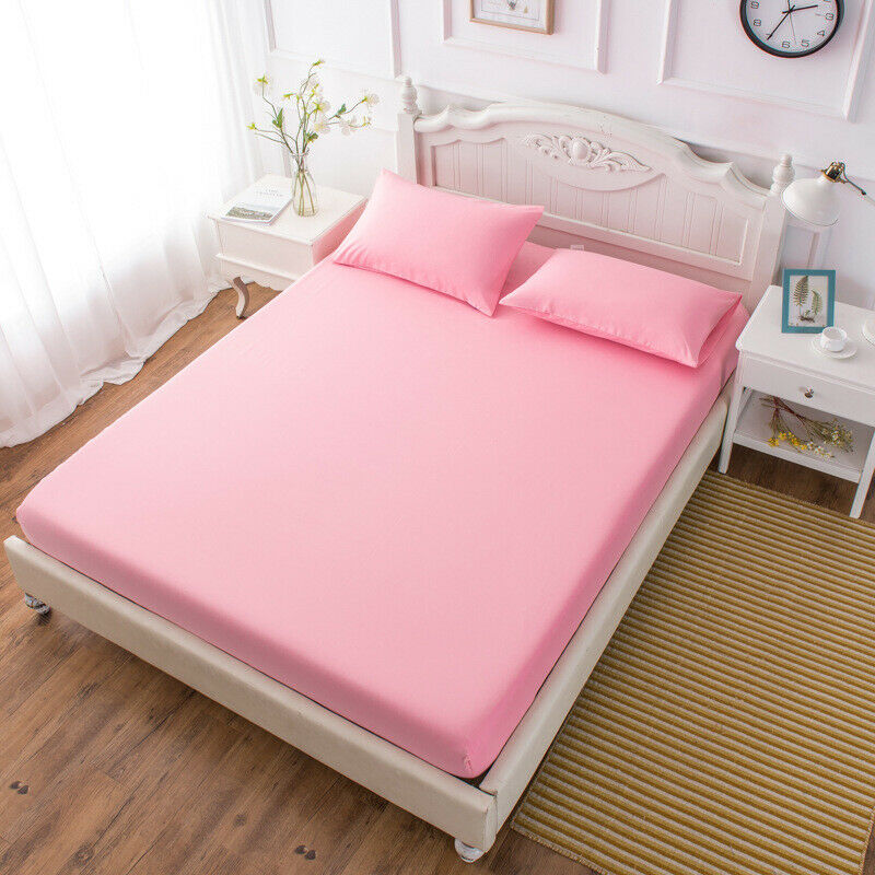 Solid Color Mattress Protector with Elastic Band Sanding Breathable Washable Bed Mattress Cover