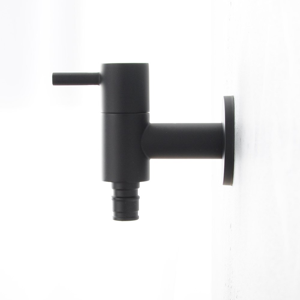 Outdoor Garden Wall Mounted Wastafel Kraan Badkamer Wasmachine Water Tap Massief Messing Enkele Koude Wastafel Kraan: Black wash machine