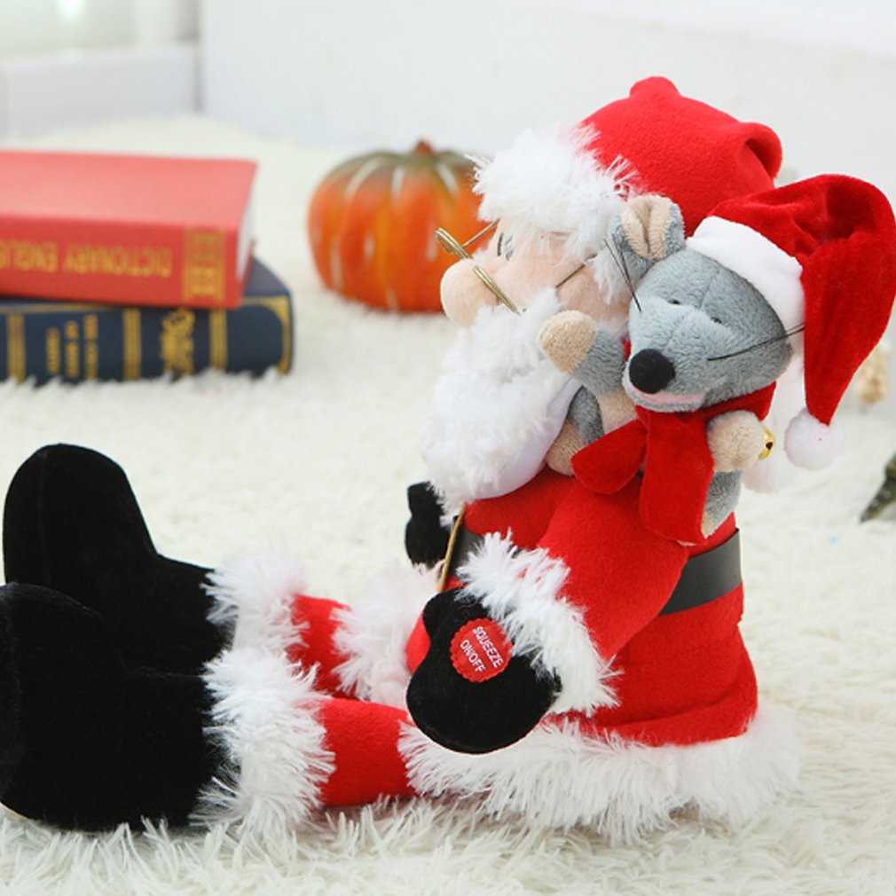 Santa Claus Singing Plush Toy Christmas Interior Decoration Electric Toy Year Santa Claus Doll
