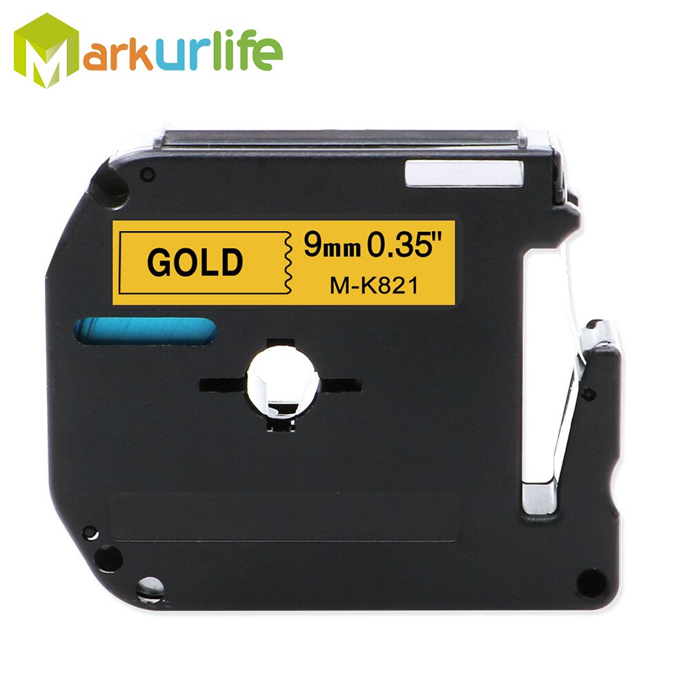 1PC 9mm*8m M-K221 M-K121 M-K621 M-K421 Label Tapes Compatible for Brother p-touch Label Printer ribbon M-K221 MK-221 mk221 MK221: Black on Gold