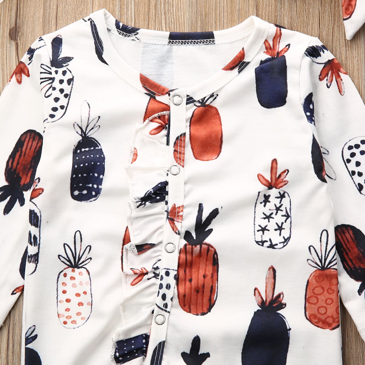 Lange Mouwen Baby Baby Meisjes Footies Kleren Katoen Leuke Gedrukt Peuter Kleine Baby Playsuit + Hoofdbanden 2 Stuks Outfits Kleding