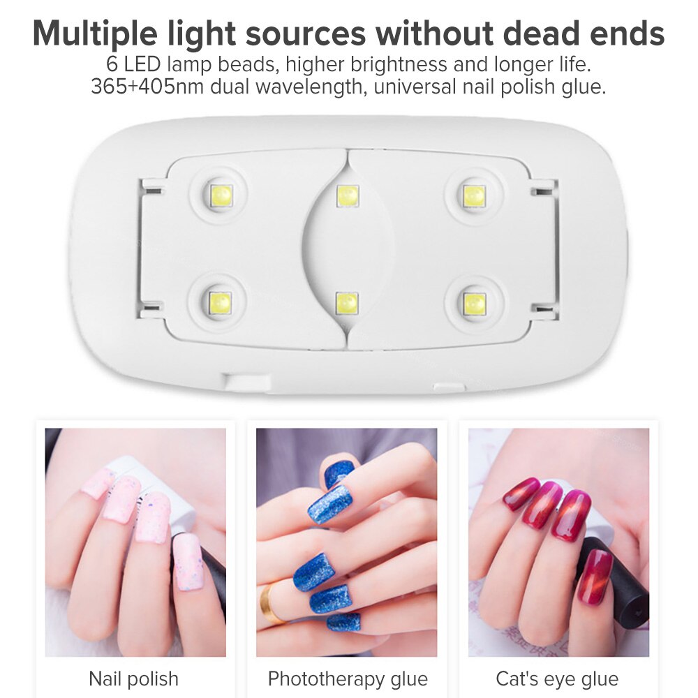 Lampe UV portative d'ongle de 12W 6 LED s pour sécher des ongles Mini lampe de Machine de manucure LED UV pour le vernis à ongles